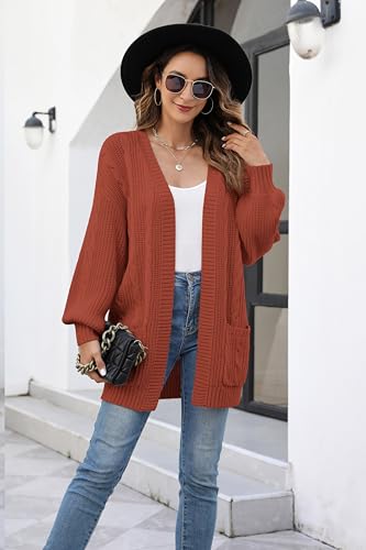 Women's Cable Knit Cardigan Sweaters Open Front Long Sleeve Oversized Cardigans Chunky Fall Pockets Outerwear4