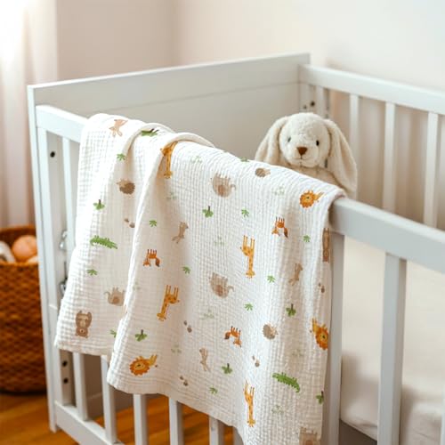 Image of Animal Baby Blankets for Boys Girls, Soft Nursery Minky Blankets with Muslin and Dotted Fleece Back 30x40 inches, Receiving Bed Quilt for Newborn, Infants, Toddlers