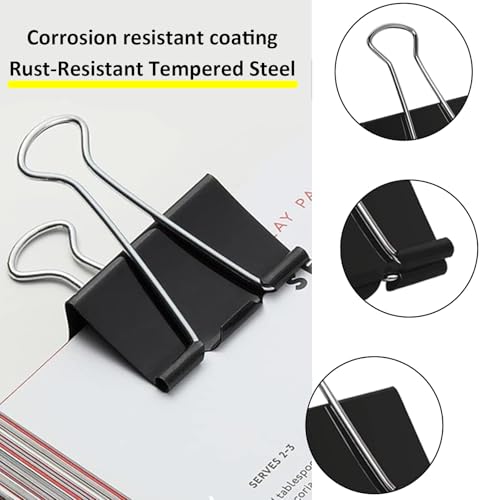40 Pack 2 inch Black Large Binder Clips - Jumbo Metal Clip Office Supplies, Paper Clamps for Secure Document Binding, Strong Metal Paper Clips image 1
