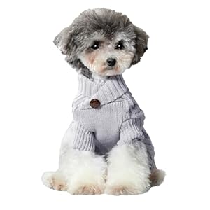 QWINEE Button Decor Dog Sweater Warm Cat Dog Tee Shirt Soft Knit Winter Dog Clothes Pet Holiday Clothes for Small Medium Cats Dogs Kitten Grey XS