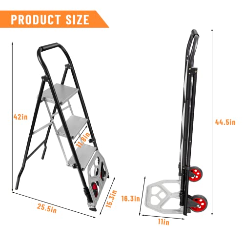 Carretilla y escalera portátil 2 en 1 aluminio miniatura 5