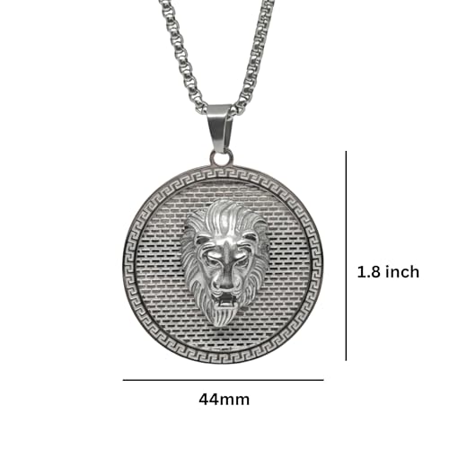 Image of THE MEN THING LION REIGN - 37mm Titanium Steel Pendant with 24inch Round Box 5mm Chain for Men & Boys