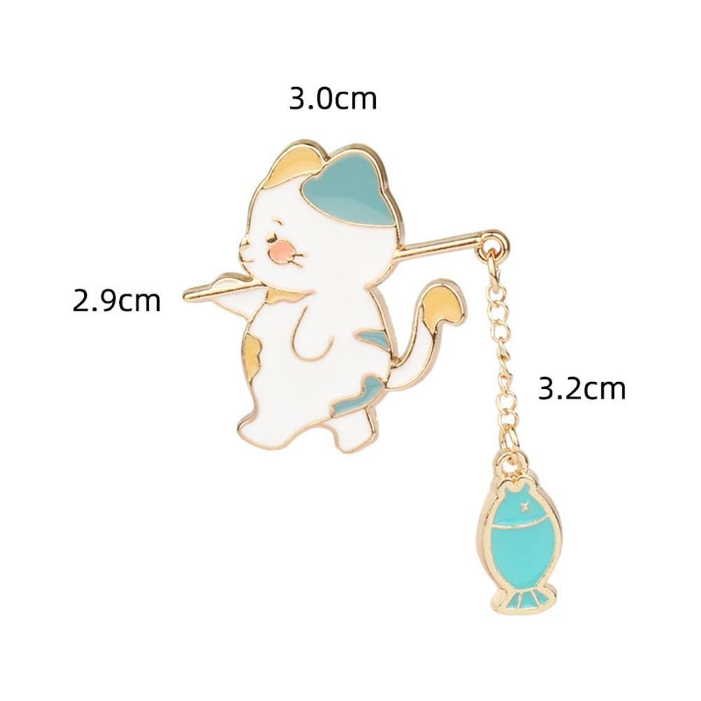 Spilla Spilla Spilla, Kawaii Gatto Pesca Spilla Spilla Metallo Smalto Animale Distintivo Spille Gattino Carino Spilla Spilla Personalizzata Sciarpa Gioielli for Borse Giacche Zaino Distintivo