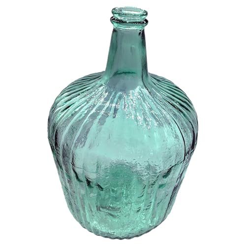 Tradineur - Garrafa Rayada sin tapón - Fabricado en Vidrio - Capacidad de 10 L - Ideal para almacenar bebidas, agua, vino - Ø 26 x 40 cm