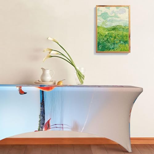 Nappe élasthanne 1,8m lavable et housse table rectangulaire infroissable - 8