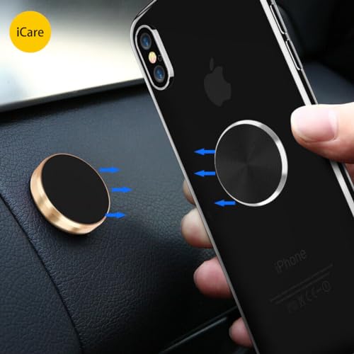 Image of iCare Sticker Textured Metal Plate Disk for Magnet Car Phone Holder Ultra-Thin Iron Sheet Set of 3 for iPhone 12 11 8 Magnetic Phone Holder Accessories (Silver)