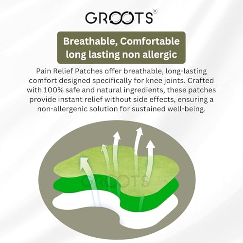 Image of Groots Herbal Knee Pain Relief Patches Arthritis Inflammation Patch Sticker Relief from Knee Pain Joint Knees Pain Relief Massager Products Natural Wormwood Extract (20 patches) (Knee pack-1)
