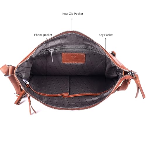 Image of LEDERBUCK Olga Women's Extra-Large Genuine Leather Crossbody Purse - Soft Triple-Zip Shoulder Bag