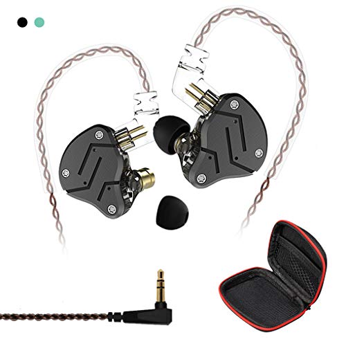 Andiker KZ ZSN-C Quad Driver Earphones DD+BA Hybrid Technology Electronic Crossover Wired Headset, Detachable Cable Heavy Bass Stereo in-Ear Earbuds with Storage Box (ZSN-C No mic, Black)