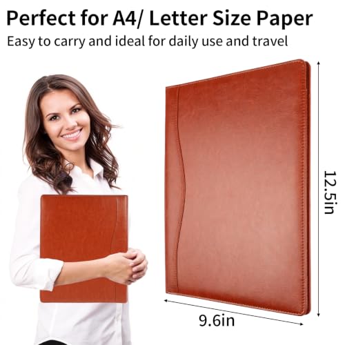 Image of Professional Padfolio Portfolio Binder, Faux Leather, Dark Brown