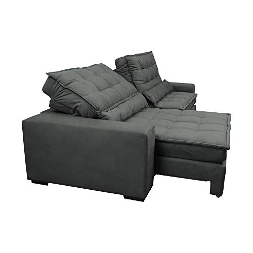 Sofá Retrátil e Reclinável com Molas Ensacadas Cama inBox Gold 2,52m Tecido Suede Velusoft Cinza