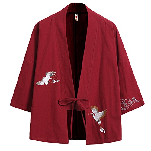 Men's Lightweight Kimono Cardigan Jackets Hip Hop Premium Cotton Blend Coat Outwear Open Front Cloak Cape