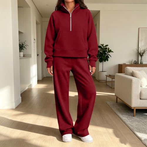 Fall 2 Piece Sets for Women Lightweight Fleece Stretchy Waistband Pullover - image 6