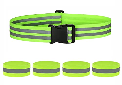 Reflektoren Kleidung, Reflektor Schärpe Hohe Sichtbarkeit Gurt Reflektierende Armbänder Läufer Reflektorband mit Klettverschluss Laufausrüstung für Radfahren Wandern Joggen Wandern Kinder Erwachsene Cover