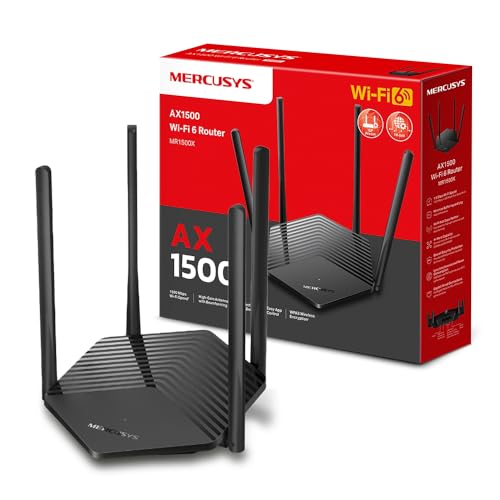 MERCUSYS MR1500X Routeur Wi-FI 6 Double Bande AX1500, Vitesse 1,5 GB/s, Économie d'énergie,...