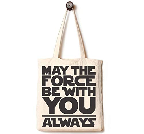 Andes Heavy Duty Flat-Bottom Canvas Tote Bag with Side Pockets - Handmade from12oz 100% Cotton Reusable & Durable May The Force be with You Always