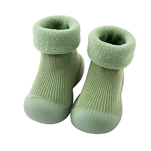 Toddler Baby Solid Warm Cotton Knit Sock Shoes Boys Girls Soft Sole Rubber Slipper Stocking Soft Shoes
