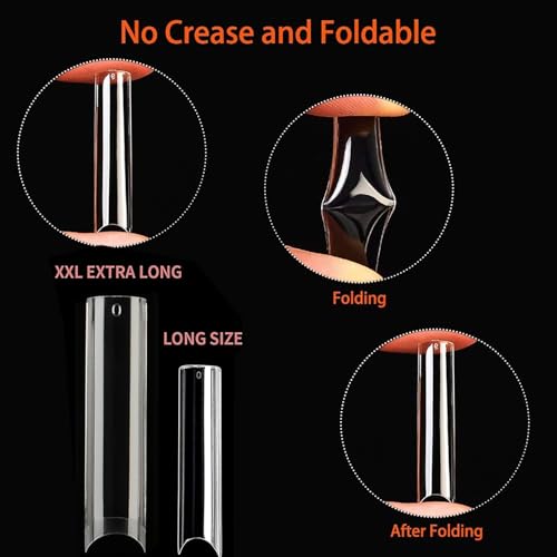 Image of UNA GELLA Soft Gel Nail Tips XXL 432pcs Square Coffin No C Curve Clear Tapered Straight Nail Tips 2 Style For Salon Home DIY