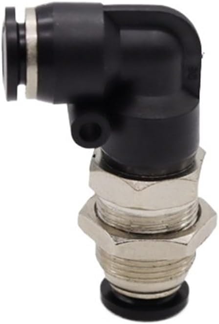 2pc pneumatic connector black copper nickel-plated PLM-06 bulkhead through-plate elbow ventilation pump air pipe connector quick plug connector(PLM-8)