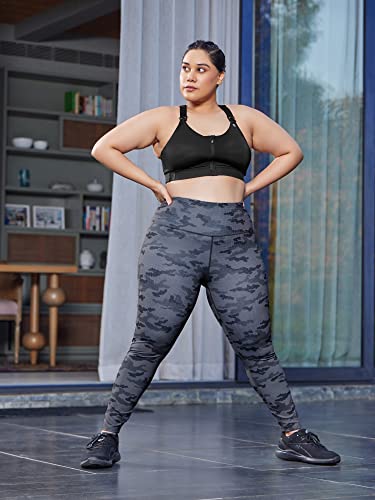 Image of AbsoluteFit Camo Print Tights | Workout Tights for Women | 4-Way Stretch | Leggings for Yoga, Gym, Cardio | Gym Leggings for Women | Sports Leggings | Active Wear (CS600714L Grey L)
