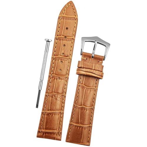 DBLACK '’IMU'' Genuine Leather Watch Strap, Bamboo Design Pattern, Matte Finish Watch Band // For 20-16mm, 22-18mm, or 24-20mm Watch Belt (Choose Your Size & Color) (Tan, 24/20mm)
