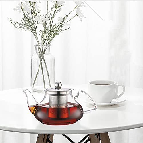 TOYO HOFU Tetera de cristal transparente de 28 onzas/800 ml con infusor extraíble de acero inoxidable para florecer té… - Imagen 7