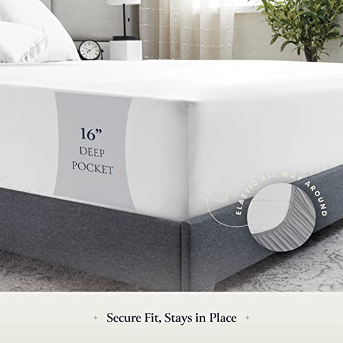 Belador Silky Soft Twin White Sheet Set -Luxury 4 Piece Bed Sheets For Twin Size Bed, Secure-Fit Deep Pocket Sheets With Elastic, Breathable Hotel Sheets & Pillowcase Set, Wrinkle Free Oeko-Tex Sheets #TOP3