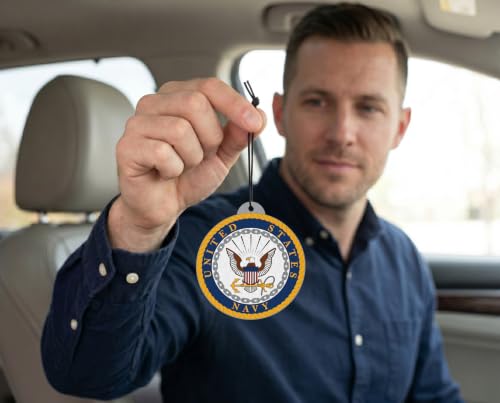 Image of Elektroplate US Navy Crest Car Air Freshener 6-Pack | Officially Licensed, Long-Lasting Arctic Patrol Scent, Vivid Naval Graphics, Versatile Hanging Design