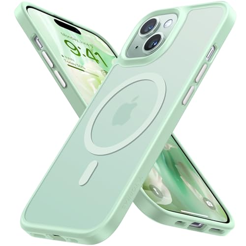 Image of TORRAS Magnetic for iPhone 15 Case iPhone 14 Case 6.1 inch, Compatible with MagSafe, Military Grade Drop Tested, Shockproof Hard Back Soft Edge Slim Protective Case for iPhone 15, Green