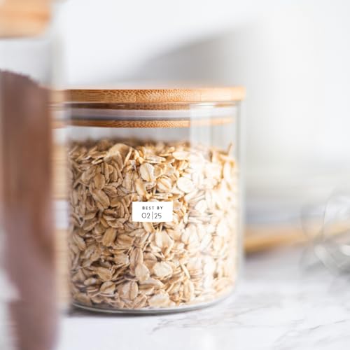 Image of 160 White Expiration Date Labels for Spice Jars - Waterproof Use By Food Date Labels for Containers - Best By Pantry Labels - Freezer Refrigerator Labels - Kitchen Write On Labels | Pantry Organizati