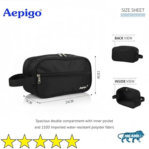 Image of Aepig Polyester Multipurpose Toiletry Bag for Men Hanging Dopp Kit Water Resistant Shaving Bag Small Toiletry Bag for Traveling, Black