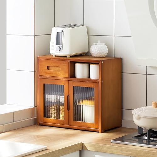 Armario de almacenamiento independiente para cocina, despensa, con puertas, aparador, estante para especias y sartenes, ideal para cocina, sala de estar y comedor