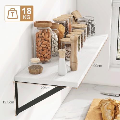 Fun Memories Schweberegal, 90 x 20 cm, 2er Set Wandregal mit Metallhalterungen, dekoratives Wandregal für Wohnzimmer, Schlafzimmer… – Ansicht 3