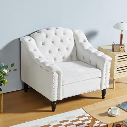 Sillón Chesterfield Piel Sintética Blanco miniatura 3