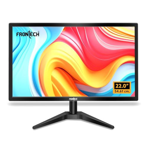 Image of FRONTECH 22 Inch Full HD LED Monitor | Refresh Rate 60 Hz, 1920 X 1080 Pixels | Wall Mountable Slim & Stylish Design with 16.7M Colors| HDMI & VGA Ports | Dual Input (MON-0070, Black)