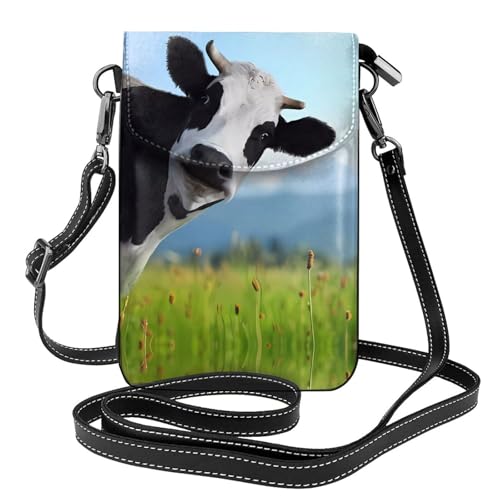 Sac bandoulière imprimé vache multifonctionnel avec portefeuille intégré