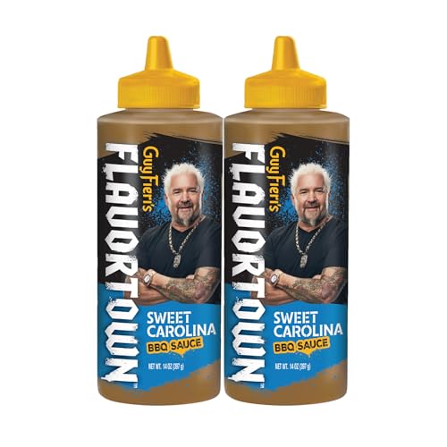 Flavortown Guy Fieri's Carolina BBQ Sauce - Carolina Gold Barbecue Sauce, Mustard BBQ Sauce, Vinegar Based Sauce - 14 Ounce (Pack of 2)