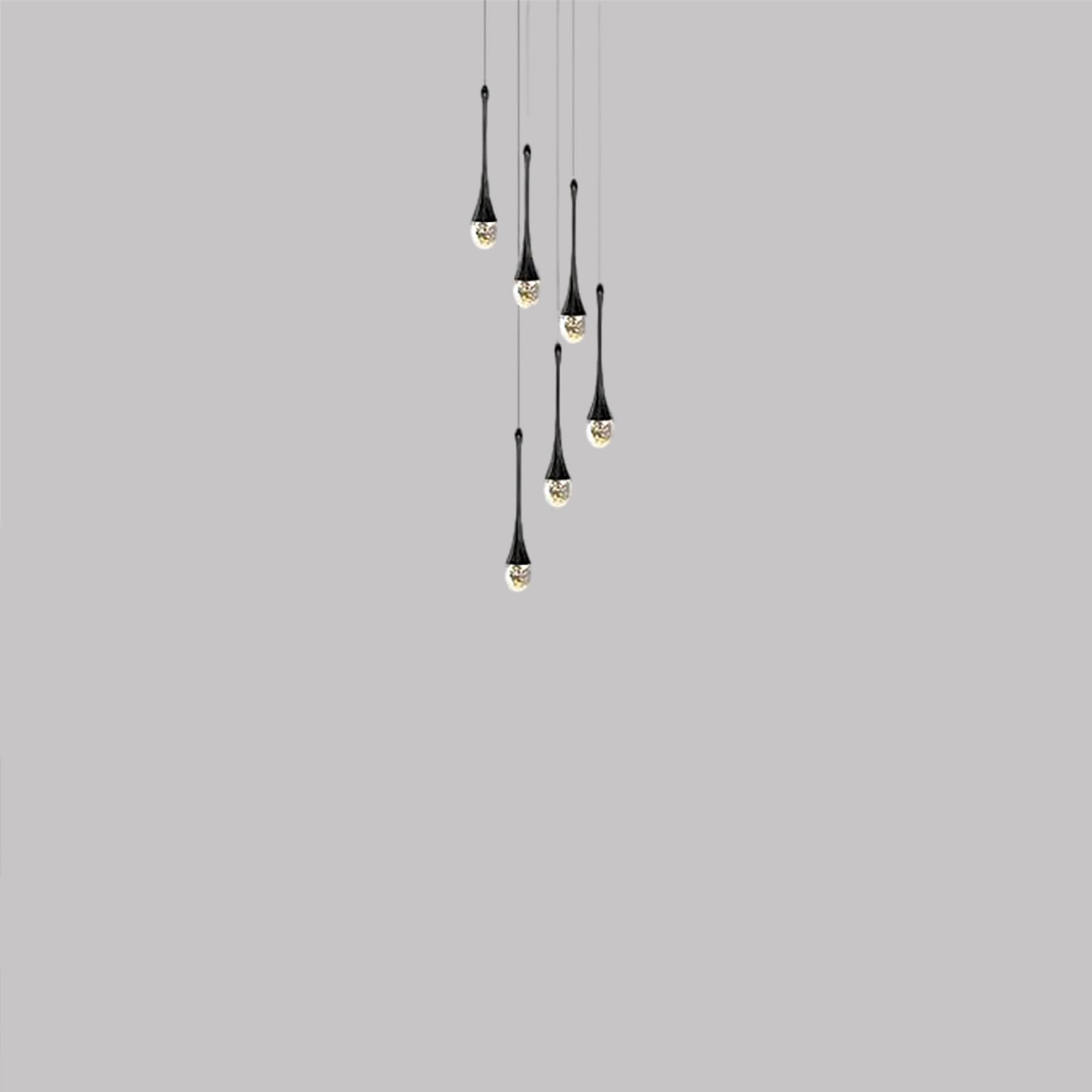 ZenithBeam 86.6''/220cm Foyer Entrance Crystal Chandeliers Big Living Room 6Light Ceiling Light Black Staircase Pendant Lights High Ceiling Hanging Crystal Column Chandelier Attic Dimmable Big Fixture