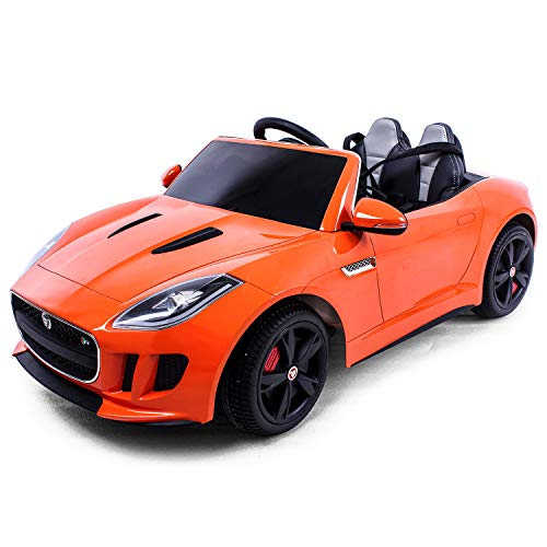 Jaguar Authorized Jaguar F-TYPE 12V Luxury Kids Ride On Car Battery Powered MP3 LED Door Open Kids Vehicle With Remote Control, Orange