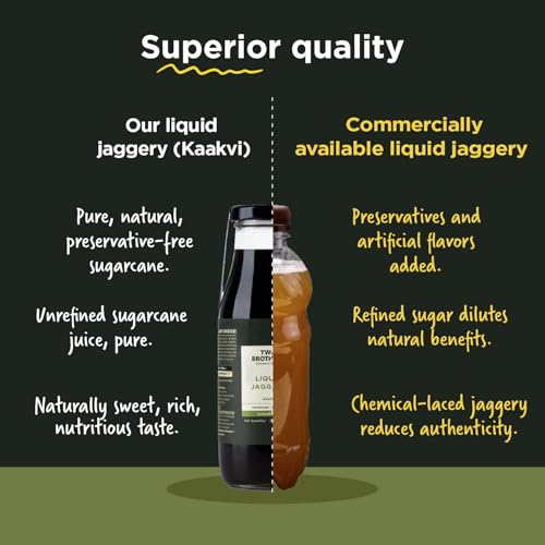 Image of Two Brothers Organic Farms Natural Liquid Jaggery (Kaakvi) (390ml) | Full of Minerals and Antioxidants | Plant-Based Natural Sweetener for Desserts, Drinks & Gut Health