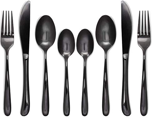Ash & Roh Restaurant Home Hotel Matte Set, Satin Finish Stainless Steel Flatware,4 pcs Set, Tableware Cutlery Set Utensils for Kitchens, Dishwasher Safe [Dinner Fork-Tea Spoon-Salad Spoon-Knife] (8)