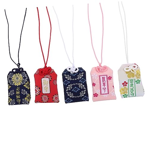 Cabilock 5個 福袋 lucky ネックレス 翡翠のブレスレット バッグ タッセル 魅力 和風お守り 開運のお守り 日本のお守りチャーム 和風おみくじ 日本の神社のお守り ブロケード