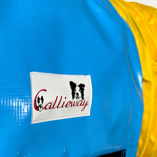 Callieway® Dog Agility Tunnel Turnier 3m lang / 60cmØ, 360° FullGrip (5m, gelb)