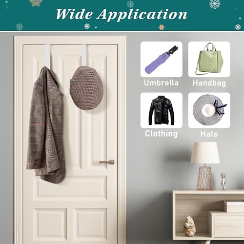 Image of HOOSUN 4th of July Decorations Wreath Hangers for Front Door,14 Inch Metal Wreath Hook Holder for Spring Decor,20 Lbs White Over The Door Wreath Hanger for Spring Patriotic Wreath Front Porch Decor