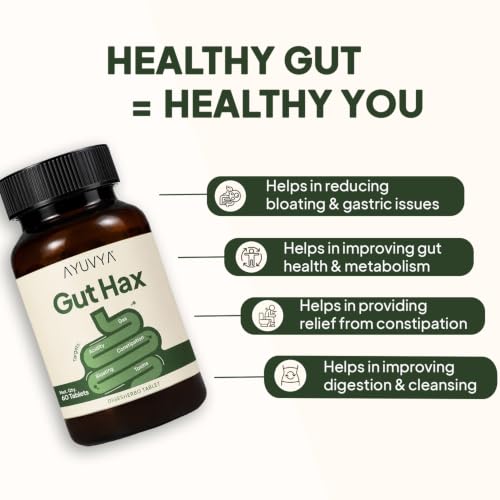 Image of Auvya Gut Hax | Ayurvedic Tablets for Gas, Acidity, Bloating & Constipation | Supports Digestion & Gut Health | 60 Ayurvedic Tablets | As Seen on Shark Tank