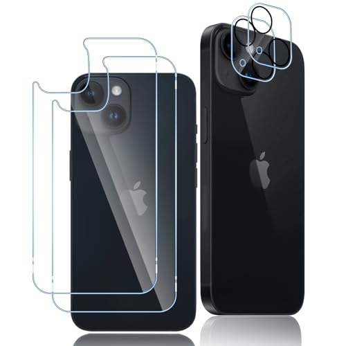Oelrstfe 2 Pièces Arrière Verre Trempé pour iPhone 15 avec 2 Caméra Protecteur D'écran,HD Transparent Film Protection écran,9H Dureté Anti-Rayures Sans...