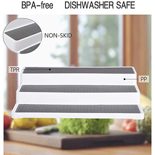 Spice Racks For Inside Cupboard, 3 Tier Expandable Spice Racks Free Standing, Non Slip Plastic Organiser For Kitchen, Pantry And Bathroom (3 Tier) - Image 6