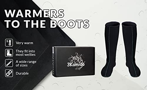 3Kamido Filz Stiefel Socken Innenschuhe Innenstiefel für Regenstiefel LANG Damen Herren Socke ERWÄRMUNGSEINLAGE AUS Filz Thermosocken Schwarz 47/48