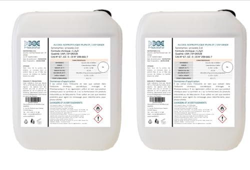 5LX2 de Alcohol Isopropílico 99,9% extra puro - Fabricado en Francia - Isopropanol líquido IPA perfecto como disolvente, limpiador y desengrasante EP/USP GRADE (2)