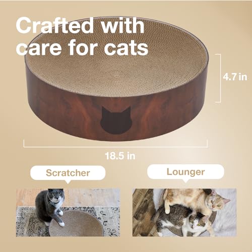 Image of Necoichi Cat Scratcher Bowl for Indoor Cats - Cat Scratching Lounger with Reversible Usability and Extra Comfort for Lounge, Cardboard Bed Couch / (XL, Dark Cherry)